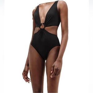 Hermes Black One-Piece Erin Medor Swimsuit with Ring Cutout NWT's Sz 40 US 8 / M